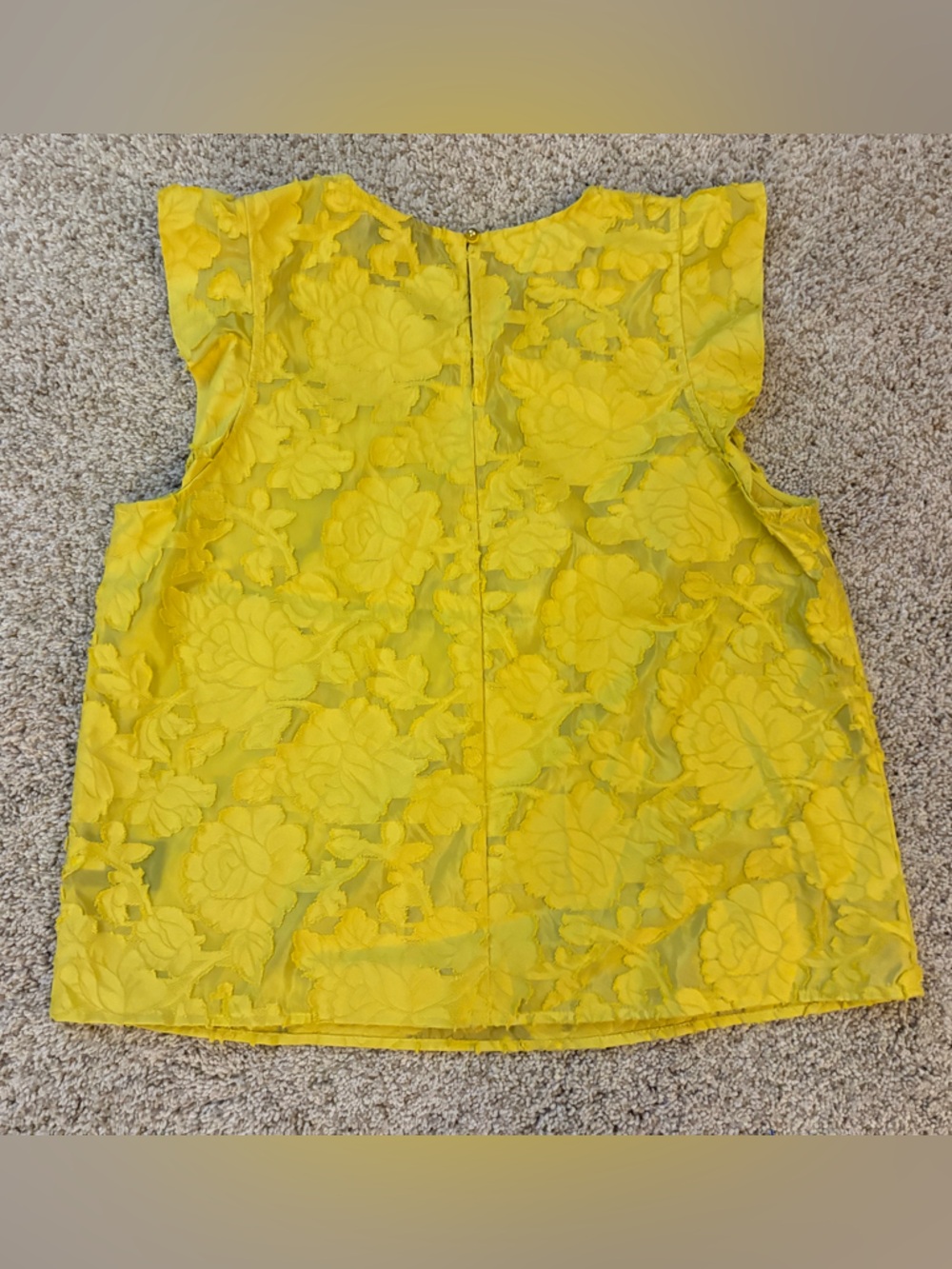 Who What Wear Citrus Yellow Floral Lace Sleeveless Top, Small